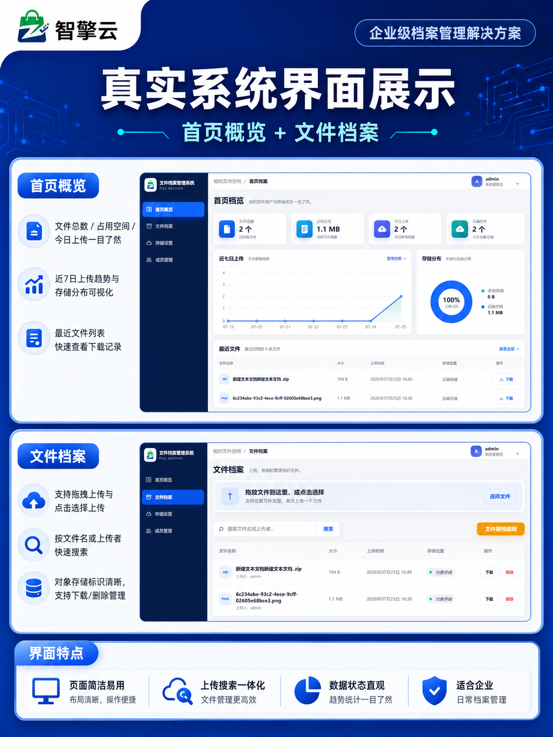 文件档案首页和档案管理界面